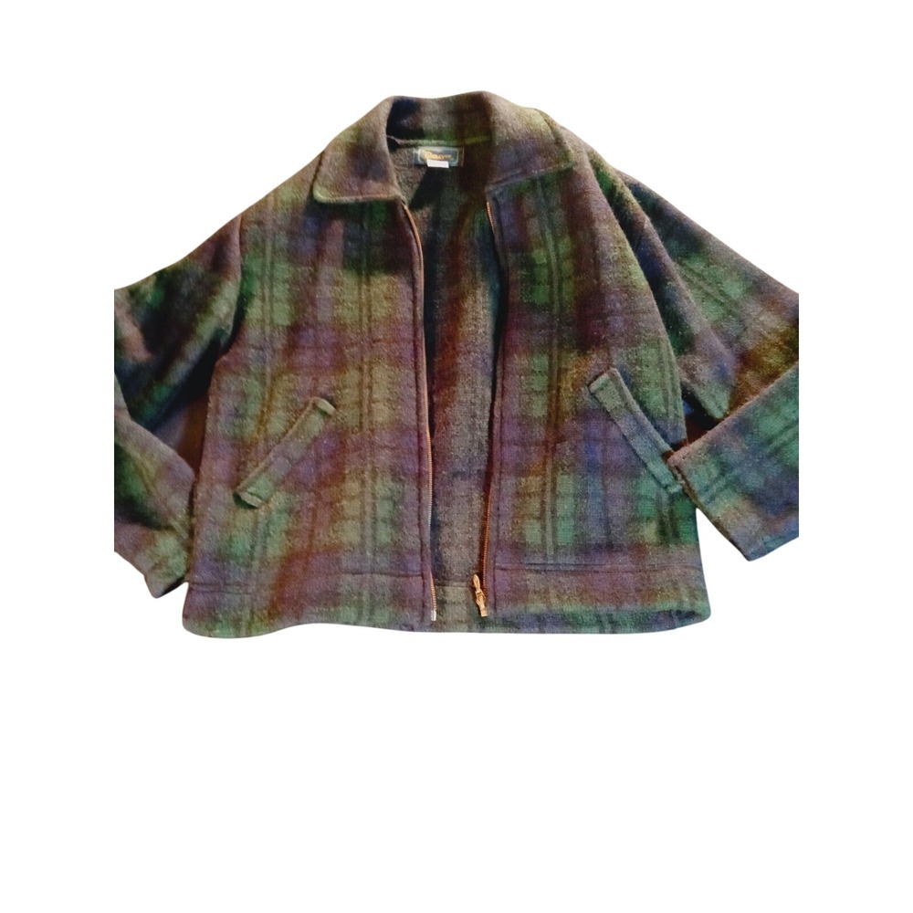 Glenover Vintage 80s Men's Wool Dark Green Coat - Size M - Picture 6 of 11